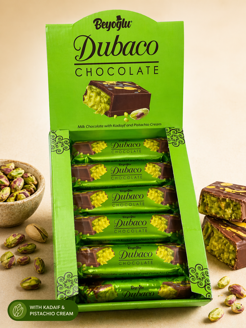 Carian Dubai Chocolate Bar Pistachio Viral Knafeh Chocolate