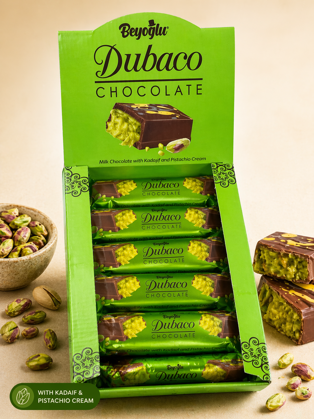 Carian Dubai Chocolate Bar Pistachio Viral Knafeh Chocolate