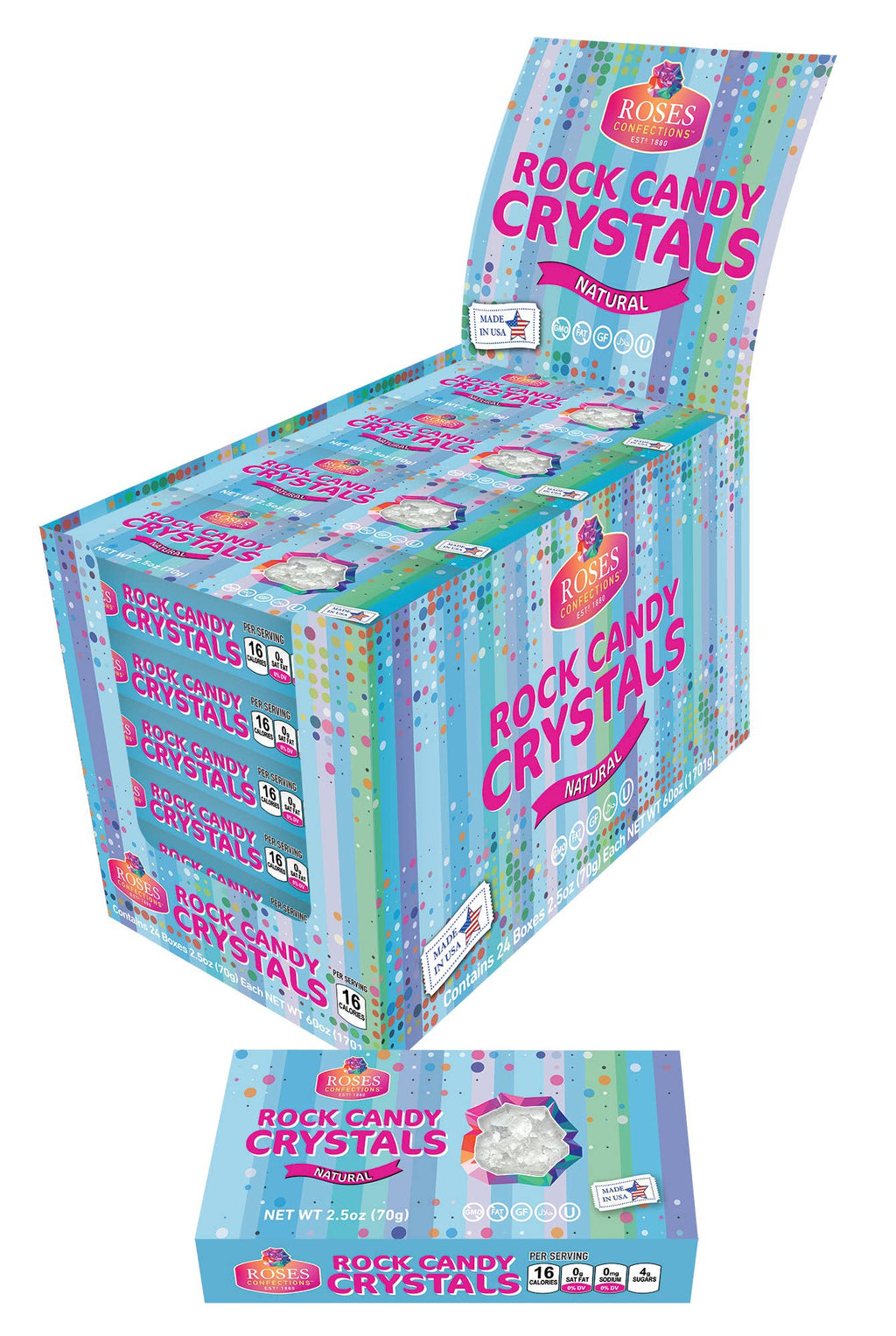 Rose's Natural Rock Candy Crystals 2.5oz, 24ct