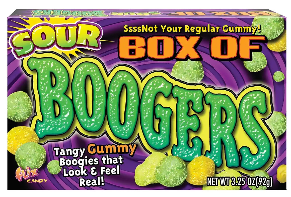 Box of Sour Boogers, Gross Gummy Candy, 3.25oz Box 12ct