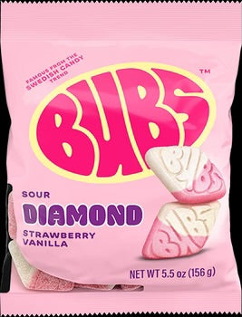 BUBS SOUR DIAMOND STRAWBERRY VANILLA 5.5OZ 8CT