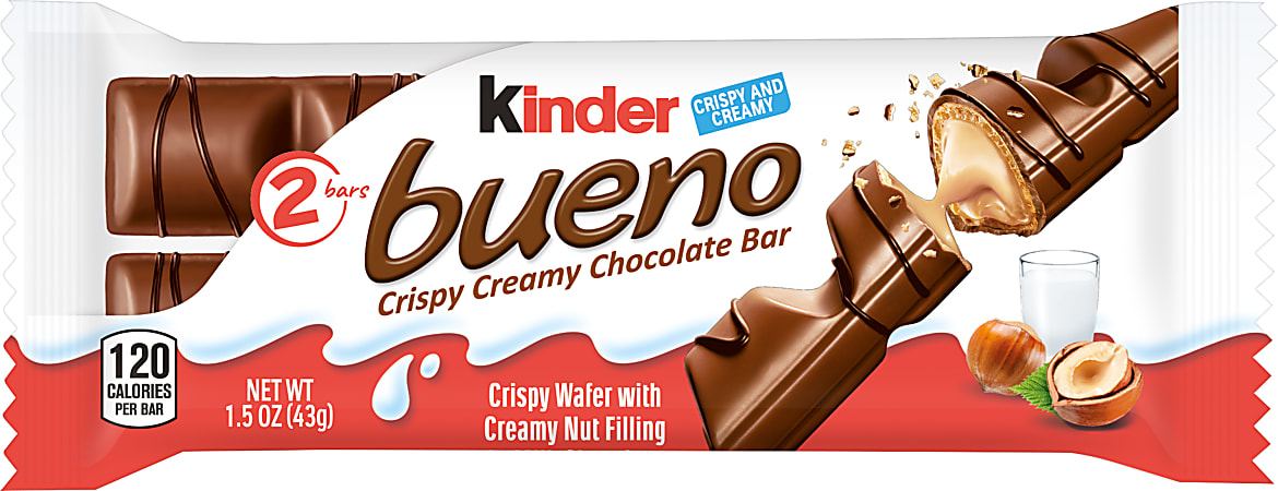 Kinder Bueno Milk Chocolate and Hazelnut Cream, 1.5 oz