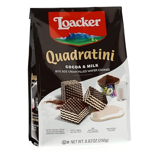 Loacker Quadratini Cocoa and Milk Wafer Cookies