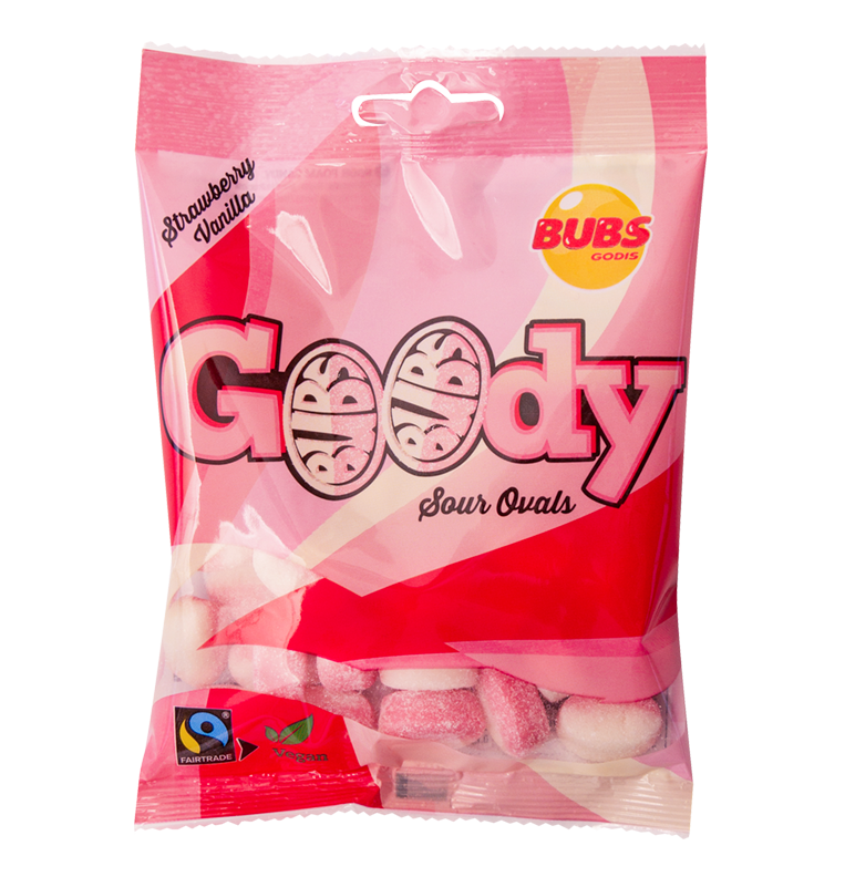 Bubs Godis Sour Strawberry Vanilla Goody Ovals