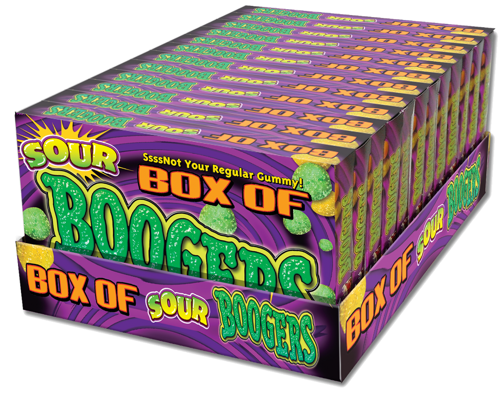 Box of Sour Boogers, Gross Gummy Candy, 3.25oz Box 12ct