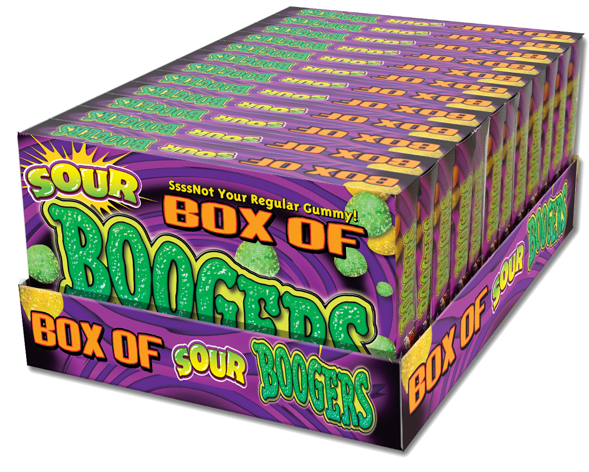 Box of Sour Boogers, Gross Gummy Candy, 3.25oz Box 12ct
