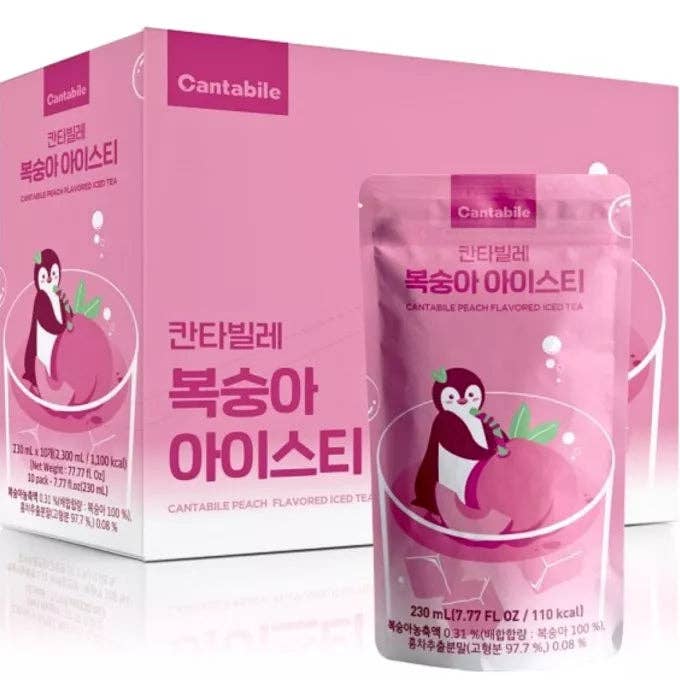 Cantabile Peach Iced Tea Pouch Drink 230ml (Korea)