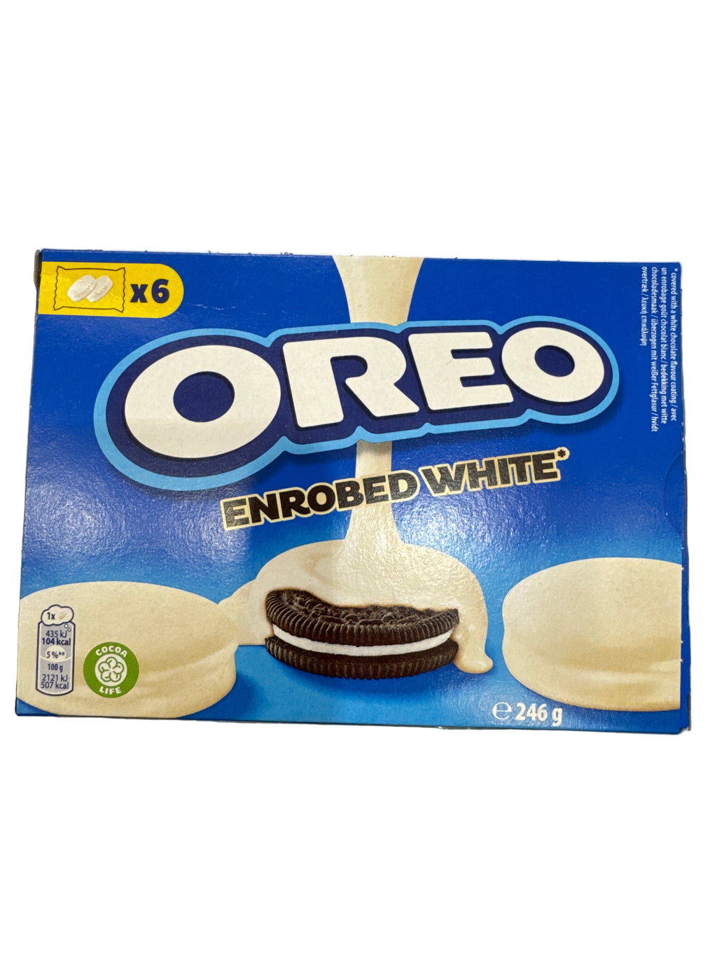 Oreo cookies enrobed white chocolate