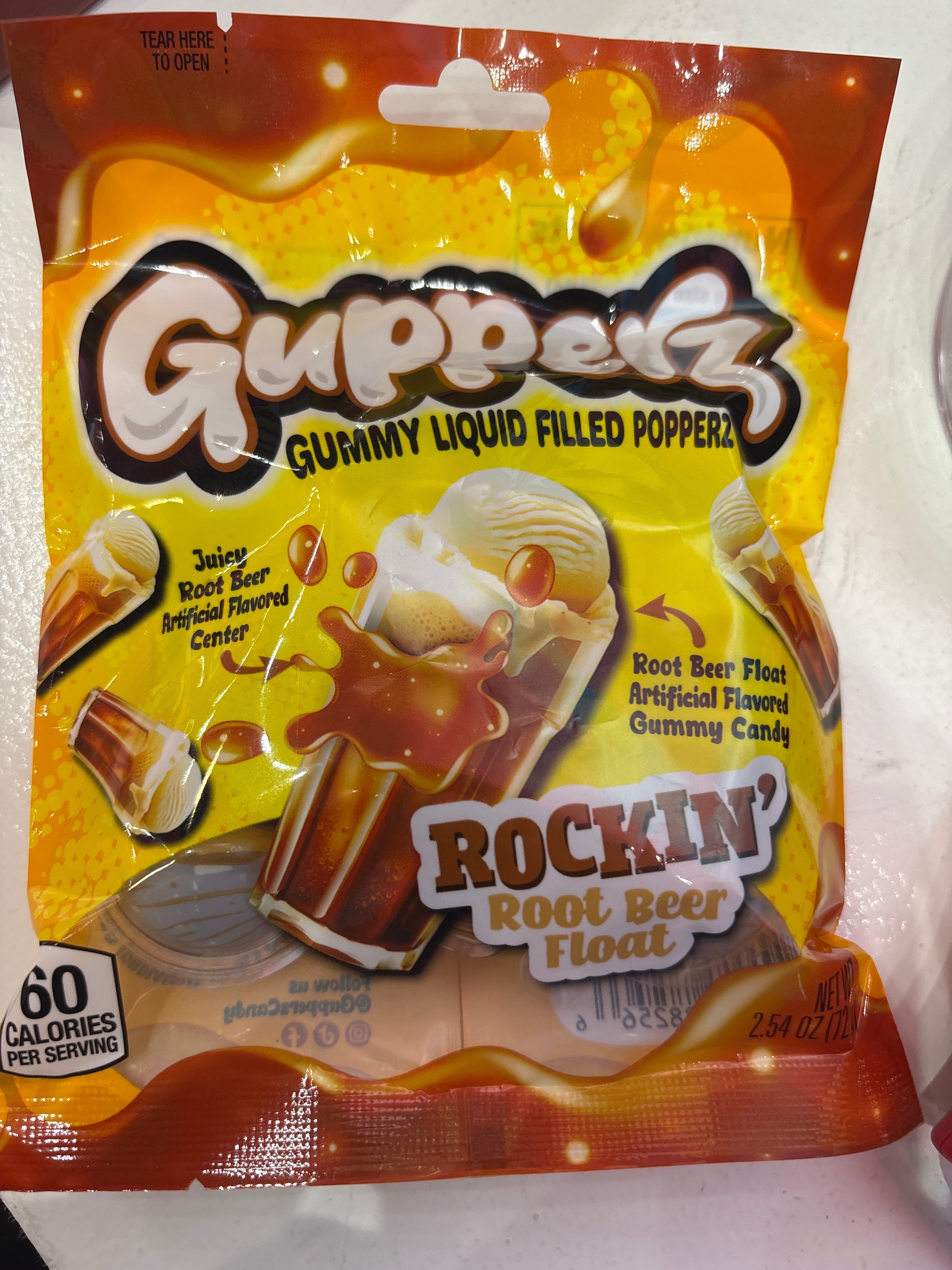 Gupperz gummy liquid filled popperz rockin root beer float