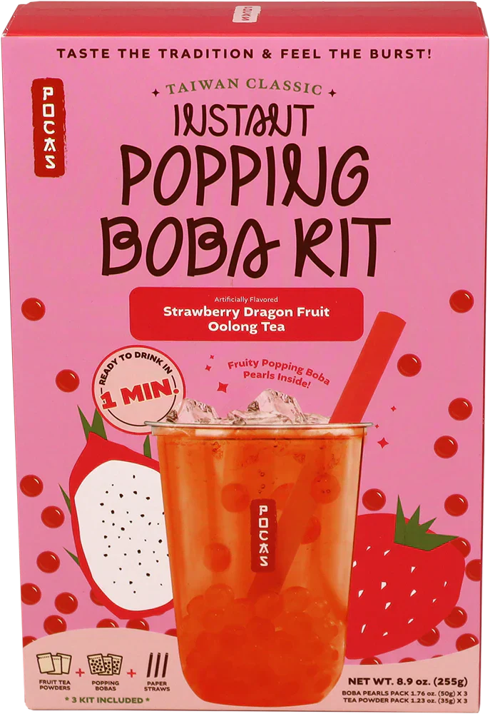 Pocas Instant Popping Boba Kit 8.9oz - Strawberry Dragon Fruit