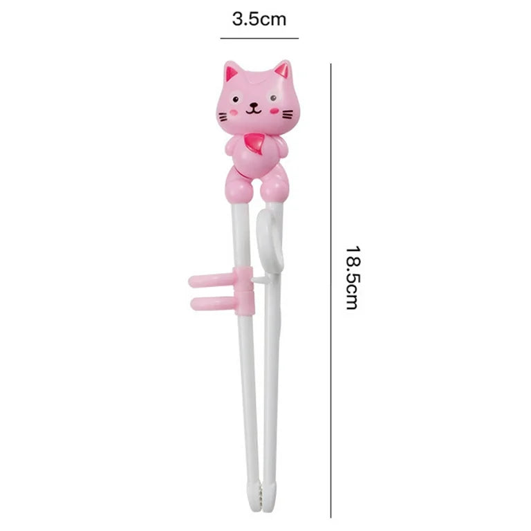 Pink Cat Training Chopstick Plastic with Adjustable Silicon
