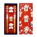 Lucky Cat Neko 2 Pair Chopstick Gift Set