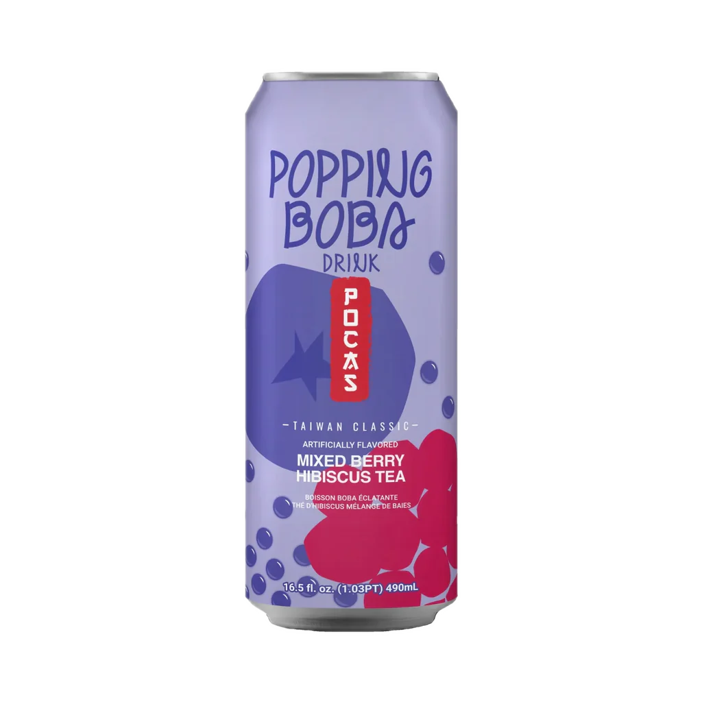 Bubble Tea - Popping Boba - Mixed Berry, Hibiscus Tea 490ml