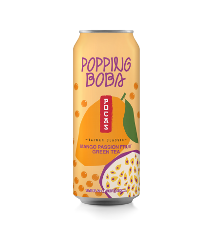 Bubble Tea - Popping Boba - Mango Passion Fruit and Green Tea 490ml