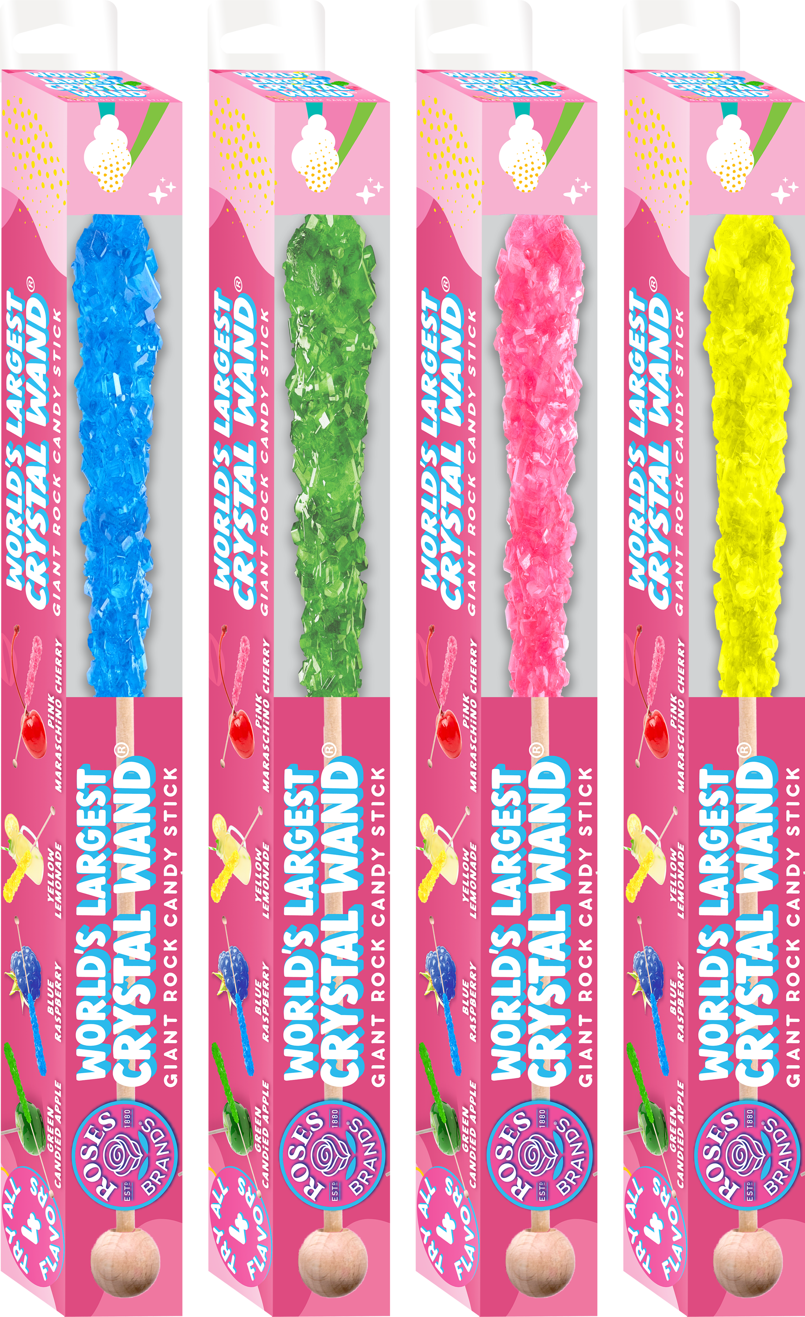 Roses World's Largest Crystal Wand, Giant Rock Candy, 12ct