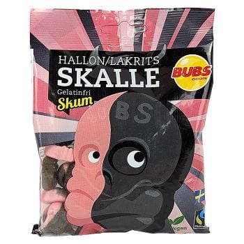 Bubs Godis Raspberry Foam Liquorice Skull Candy